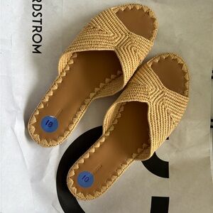 Tan Woven Sandals with Criss-Cross Design